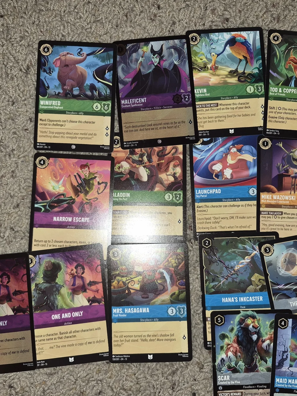 Disney Trading Card Lot - Purple, Green, Blue, Yellow